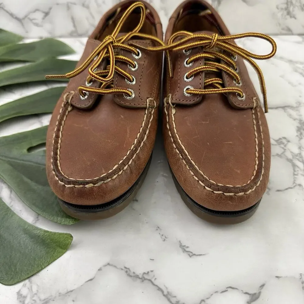 Sperry Womens Boat Shoe Loafers Size 7 Brown Leather Lace Up Preppy Nautical
